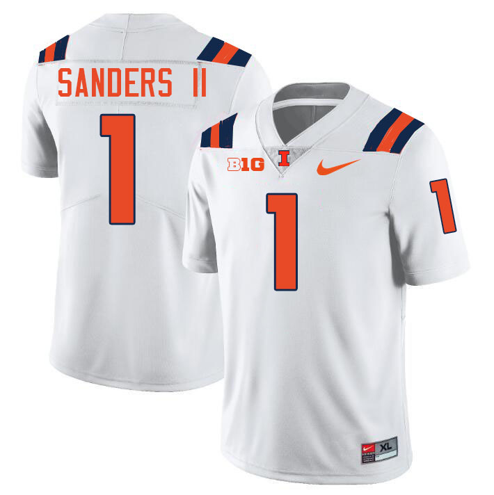 #1 Mario Sanders II Illinois Fighting Illini Football Jersey,Uniforms-White #1 Mario Sanders II Illinois Fighting Illini Football Jersey,Uniforms-White